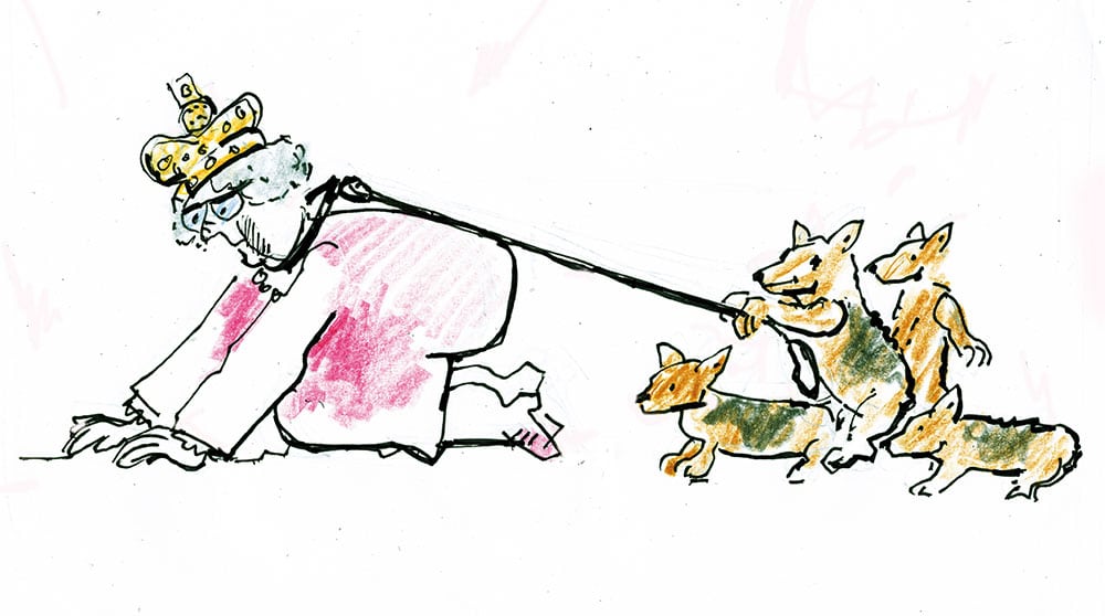 Queen mit Corgis GROSS - Mikes frisches Karikaturbuch